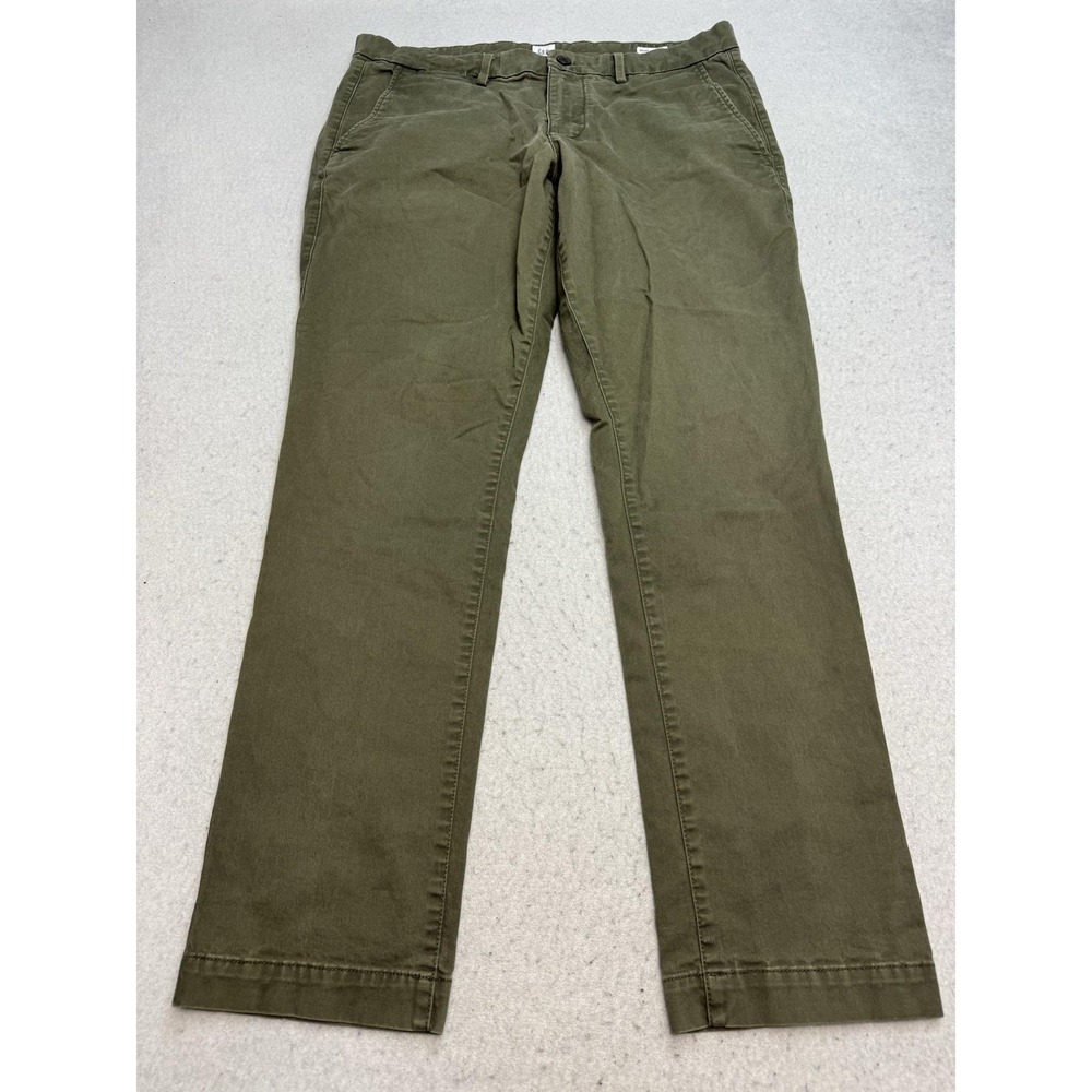 Gap Pants Mens 34x30 Green Stretch Cotton Twill Chino Slim Straight Casual